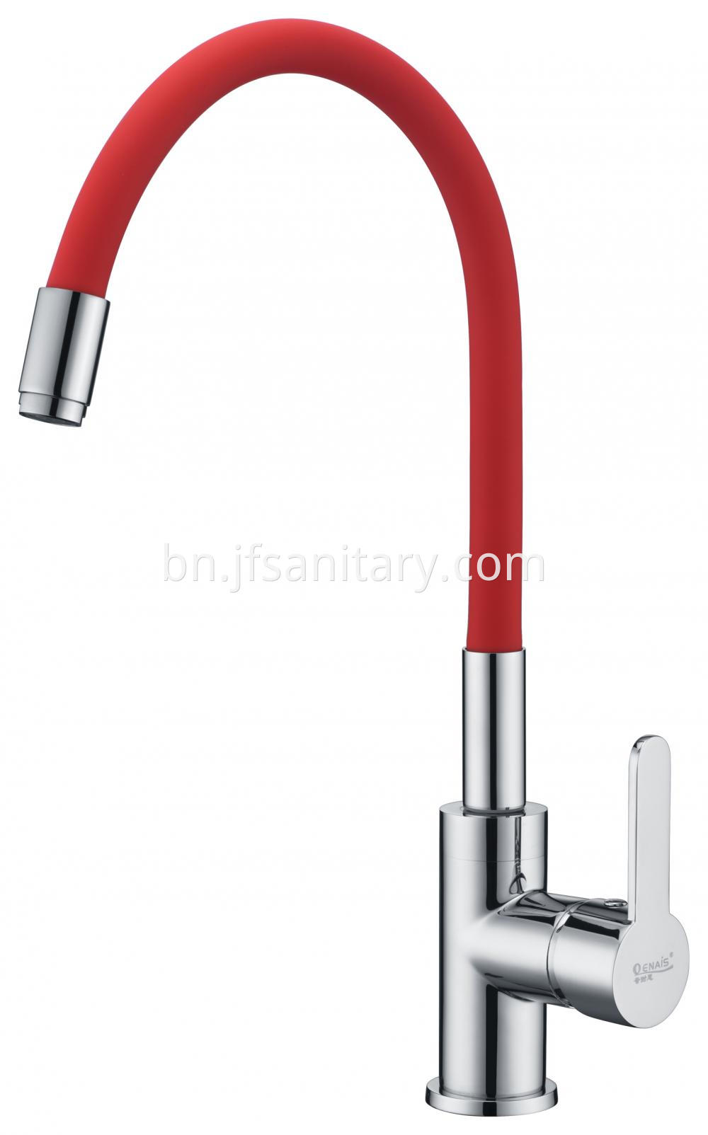 Modern Kitchen Sink Tap With Red Rubber